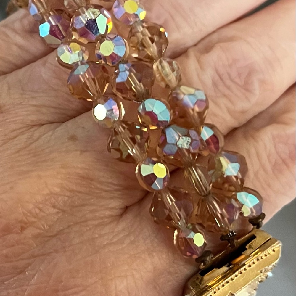 ELEGANT FACETED CRYSTAL TRIPLE STRAND BRACELET VINTAGE!